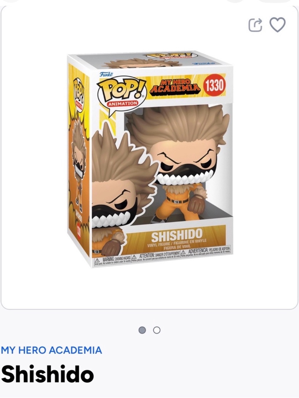 Funko Pop! Animation Shishido Vinyl Figure - Tan Hair, Orange Outfit- 1330